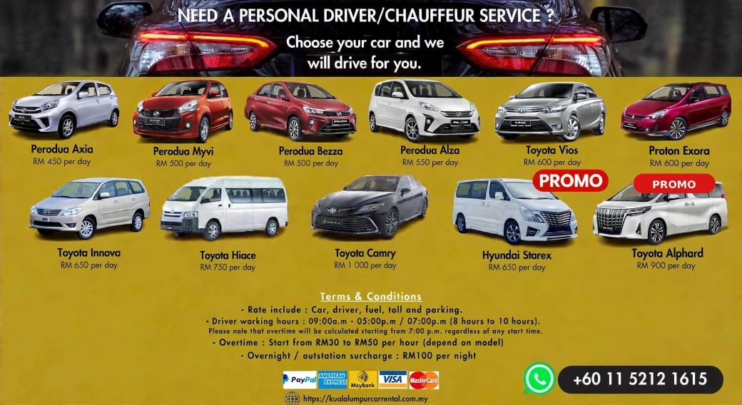 NUZAL chauffeur service package rates and terms